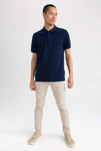 Navy MAN Regular Fit Polo Collar Basic Short Sleeve Navy Blue Cotton Combed  T-Shirt 1569096