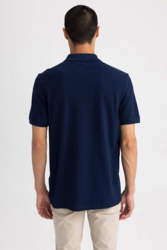 Navy MAN Regular Fit Polo Collar Basic Short Sleeve Navy Blue Cotton Combed  T-Shirt 1569096