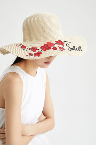 Floral Print Straw Hat