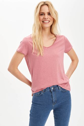 Pink Woman Basic Short Sleeve T-Shirt 1222402 | DeFacto