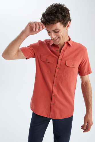 Рубашка стандартного кроя с коротким рукавом из 100% хлопка