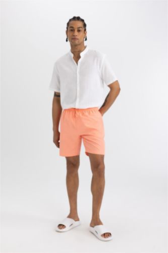 Men Salmon Regular Fit Swim Shorts