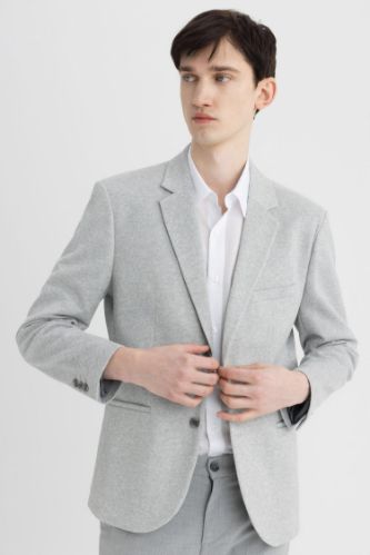 Slim Fit Dar Kesim Astarlı Düğmeli Blazer Ceket