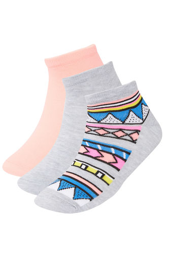 Ethnic Patterned Booties Socks 3 Pack