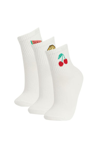 Женские спортивные носки из хлопка с принтом, 3 пары