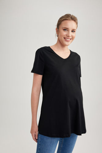 Short Sleeve Long Maternity T-Shirt