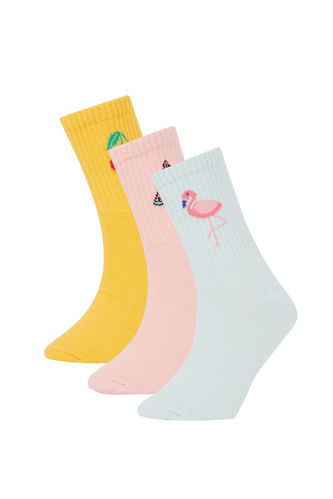 Girls' Cotton 3 Pack Long Socks