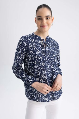 Блузка с круглым вырезом с длинным рукавом