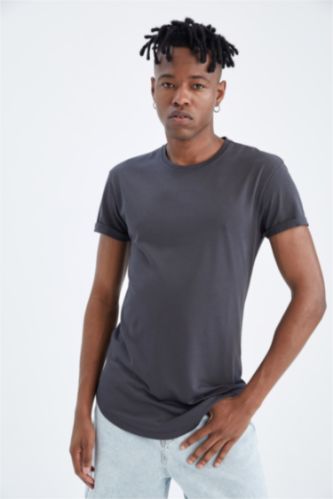 MAN Dark Anthracite Long Muscle Fit Short Sleeve T-Shirt