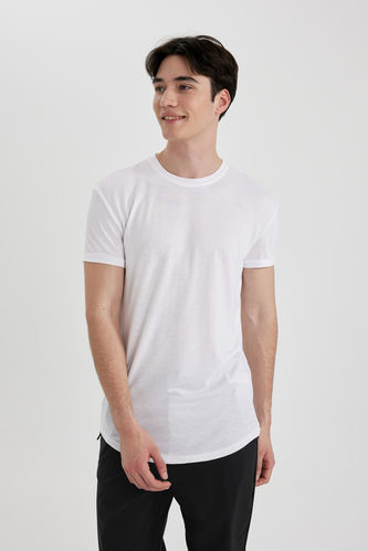 T-shirt basique à col rond coupe longue