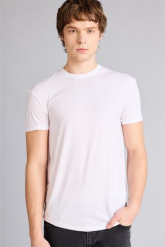 Erkek Beyaz Long Muscle Fit Tişört