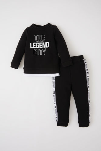 Baby Printed Text Sweatshirt And Joggers