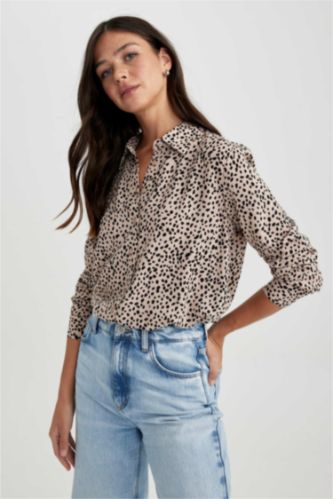 Woman Beige Regular Fit Long Sleeve Shirt