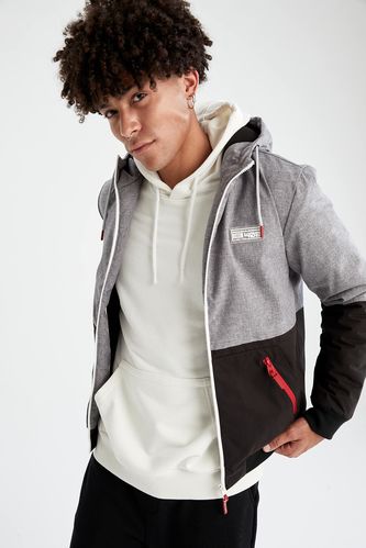 Slim Fit Hooded Jacket With Fleece Lining