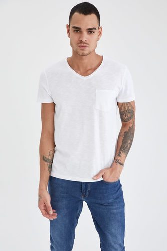 Slim Fit V Neck Basic T-shirt