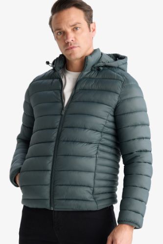 Su İtici Hafif Şişme Mont Slim Fit Dar Kesim Kapüşonlu Fermuarlı Cepli Mevsimlik