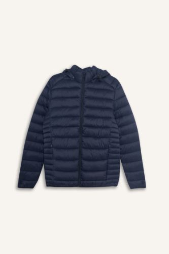 Su Geçirmez Slim Fit Dar Kesim Kapüşonlu Fermuarlı Şişme Mont