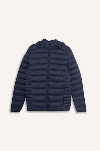 Su İtici Slim Fit Kapüşonlu Şişme Mont