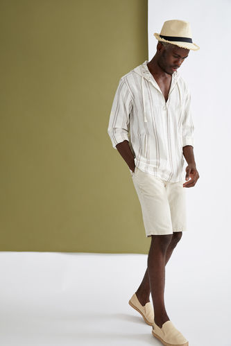 Regular Fit Linen Bermuda Shorts