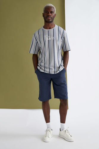 Regular Fit Linen Bermuda Shorts