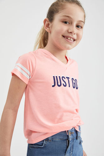 Girl Regular Fit Short-Sleeved Slogan T-Shirt