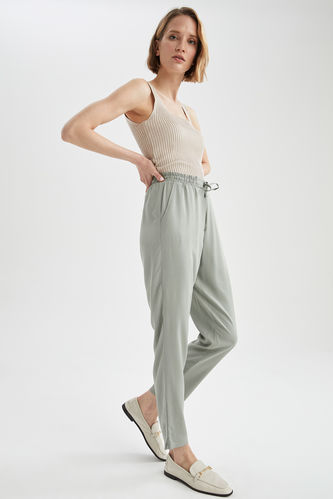 Relaxed Fit Waist-Tie Woven Trousers