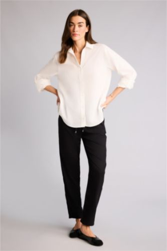 FEMME Noir Pantalon Belmando style harem à taille haute avec poches et jambes droites