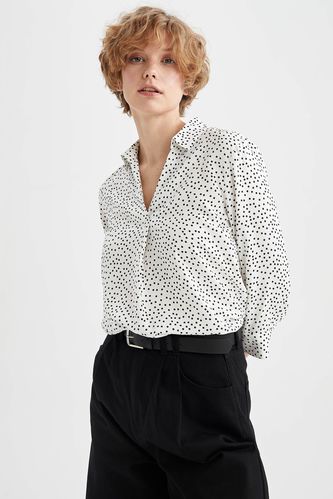 Блузка с длинным рукавом стандартного кроя для женщин