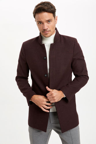 Slim Fit Stand Up Collar Coat Parka