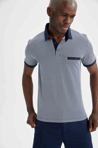 Modern Fit Polo Neck Patterned T-Shirt