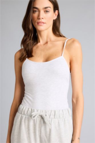 WOMAN Grey Melange Regular Fit Cotton Tank Top