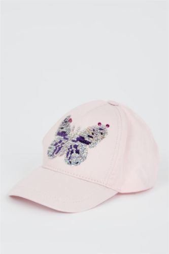 GIRLS & TEENS Pink Girl's Butterfly Sequined Baseball Hat