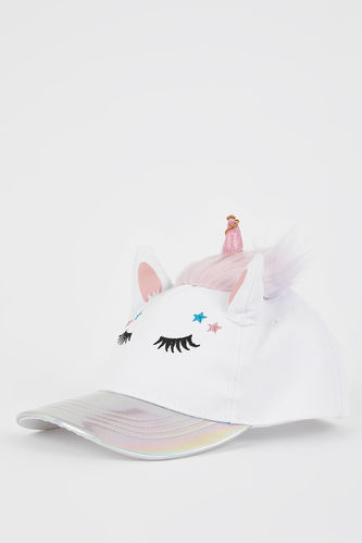 Kız Çocuk Unicorn Baskılı Şapka