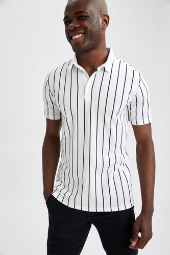 Slim Fit Striped Short Sleeve Polo Shirt