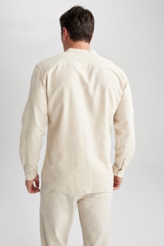 Buy DeFacto Long Sleeve Linen Shirt in LT.BEIGE 2024 Online