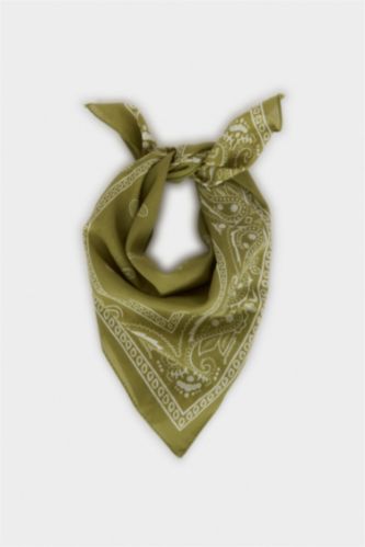 Kadın Yeşil Kadın Desenli Pamuklu Bandana