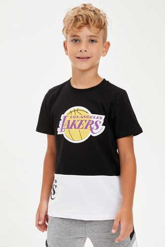 Erkek Çocuk NBA Los Angeles Lakers Lisanslı Bisiklet Yaka Cepsiz Tekli Kısa Kollu Kısa Kollu Tişört