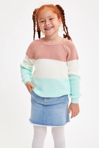 Girl Block Colour Knitted Jumper