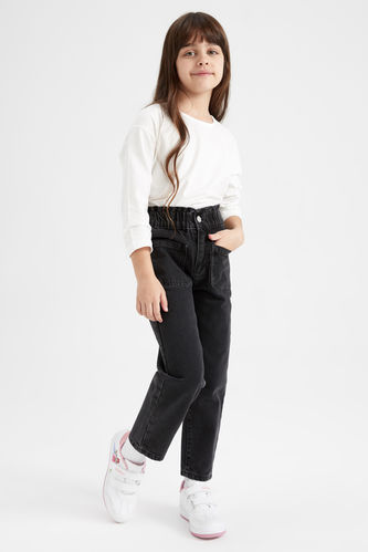 Girl Slouchy Fit Paperbag Waist Fit Jeans