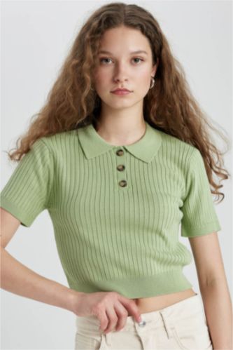 WOMAN Green Slim Fit Knitwear Pullover