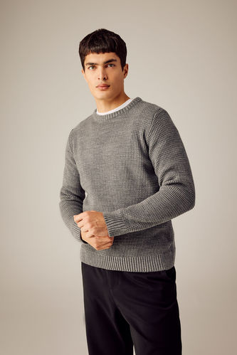 Пуловер стандартного крою з круглим вирізом трикотажний для чоловіків