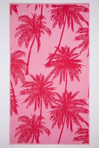 Woman Palm Tree Patterned Cotton Beach Towel
