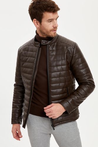 Slim Fit Faux Leather Jacket