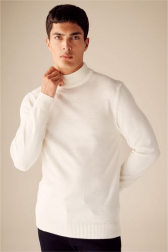 رجال بيج فاتح Slim Fit Knitwear Pullover