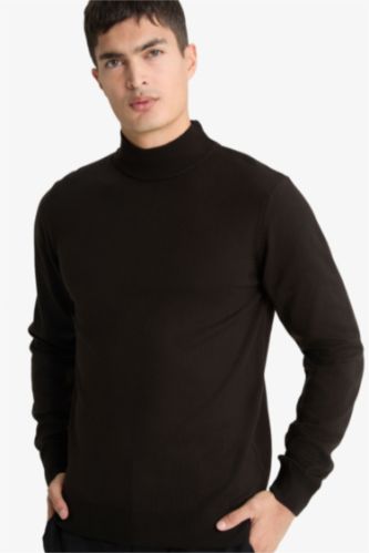 Slim Fit Dar Kesim Balıkçı Yaka Basic Düz Triko Kazak