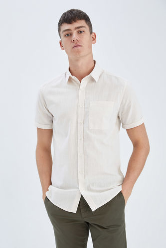 Рубашка приталенного кроя с коротким рукавом из 100% хлопка