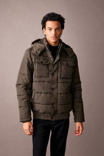 Slim Fit Hooded Faux Fur Lined Puffer Puffer Jacket