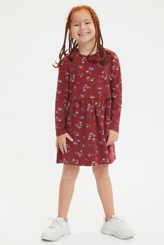 Girl Flower Print Knitted Dress