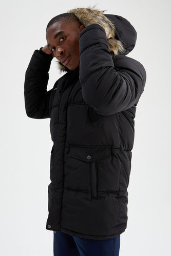 Slim Fit Removable Hooded Warmtech Thermal Insulated Windproof Parka Coat