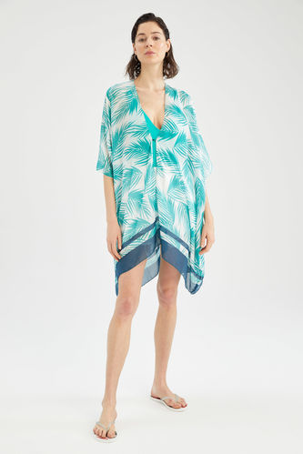 Tropical Patterned Belted Summer Kimono